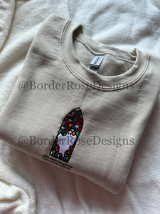 Scared of Ghosts Stained Glass Window Unisex Embroidered Sweatshirt