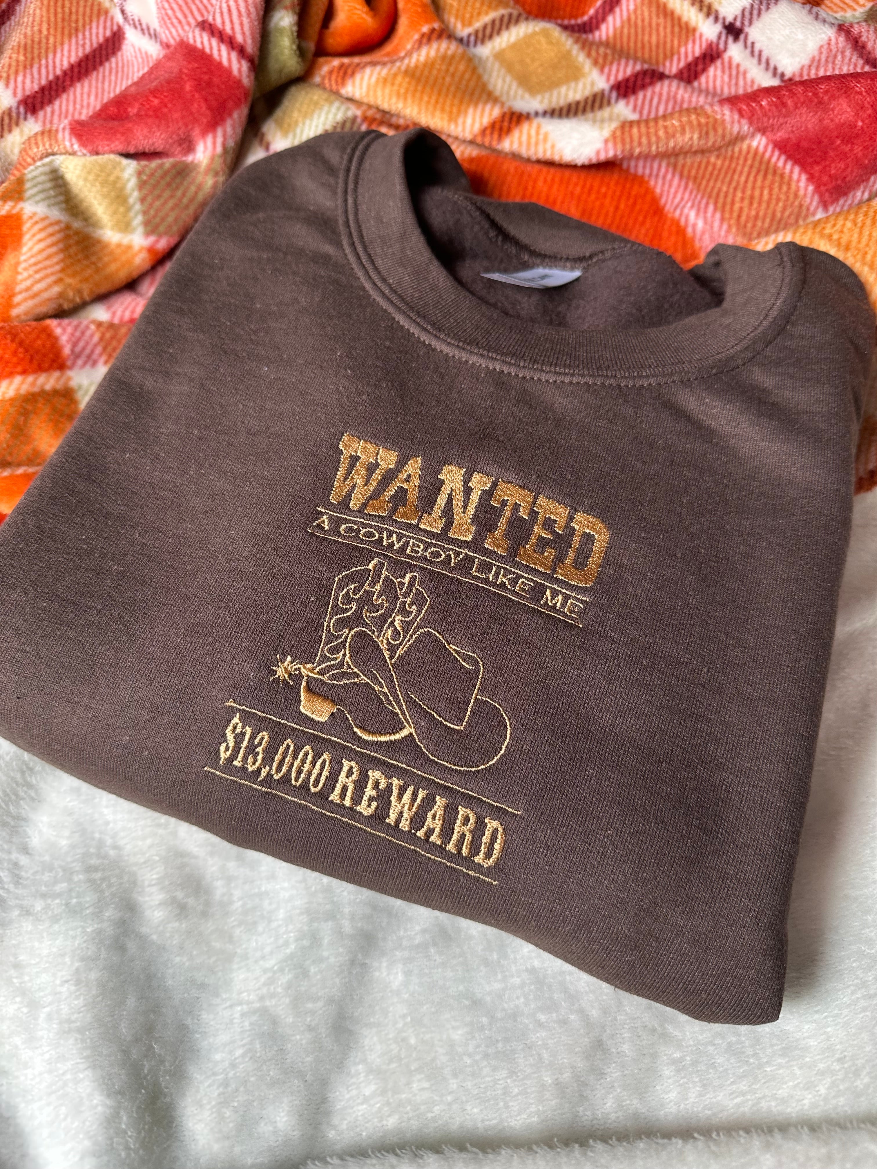 WANTED Cowboy Poster Unisex Embroidered Sweatshirt