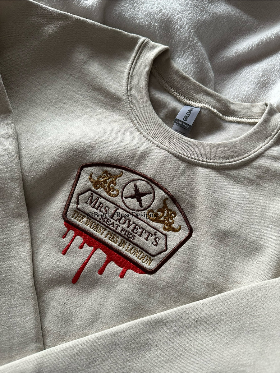 Mrs Lovett's Meat Pies Unisex Embroidered Sweatshirt – borderrosedesigns